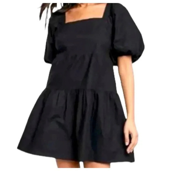 House of Harlow Dress Women's XL Linen Tiered Black Mini -  www.mordernwear.com